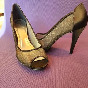 Black sparkle high heels